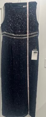 Mac Duggal 93603 Sz 16 Midnight Blue Beaded Sleeveless Column Gown Size - Image 5