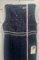 Mac Duggal 93603 Sz 16 Midnight Blue Beaded Sleeveless Column Gown Size - Image 6