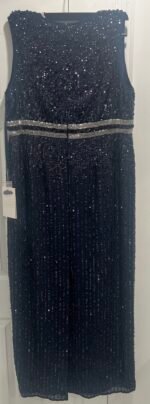 Mac Duggal 93603 Sz 16 Midnight Blue Beaded Sleeveless Column Gown Size - Image 7