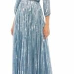 Mac Duggal 5509 Sz 18 Slate Blue Sequins 3/4 Sleeve Gown