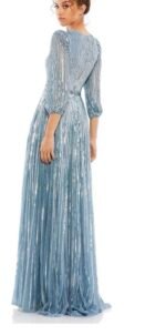 Mac Duggal 5509 Sz 18 Slate Blue Sequins 3/4 Sleeve Gown - Image 3