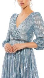 Mac Duggal 5509 Sz 18 Slate Blue Sequins 3/4 Sleeve Gown - Image 4