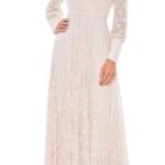 Mac Duggal 93679D Sz 20 Light Rose Peach Embellished Lace Long Sleeve Gown