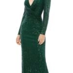 Ieena Mac Duggal 26574 Size  10 Green  Long Sleeve Sequin