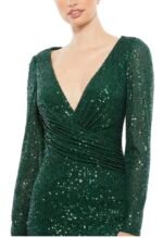 Ieena Mac Duggal 26574 Size  10 Green  Long Sleeve Sequin - Image 4
