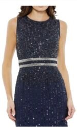 Mac Duggal 93603 Sz 16 Midnight Blue Beaded Sleeveless Column Gown Size - Image 3
