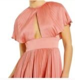 Ieena Mac Duggal 11637 Sz 4 Dusty Rose Pleated Long Sleeve Satin A-Line Gown - Image 4