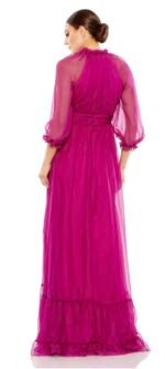 Mac Duggal 68225 Sz 18 Magenta Illusion Raglan Sleeve Ruffled Gown - Image 3
