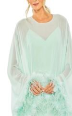 Mac Duggal 11622 Sz 6 Trapeze Feather Trim Mini Dress Mint Green - Image 3
