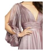 Mac Duggal 67414 Sz 16 Mocha Chiffon Gown Cutaway Sleeve Beaded Cuff - Image 5