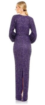 Mac Duggal 10791 Sequin Long Sleeve Tulle GownSz 8 Amethyst Mrsp $498 - Image 3