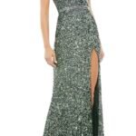 MAC DUGGAL 5489 Sz 16 CAP SLEEVE SEQUIN EMBELLISHED TRUMPET FOREST GREEN GOWN