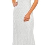 Mac Duggal 5669 - Size 10 White Plunging V-Neck Evening Dress