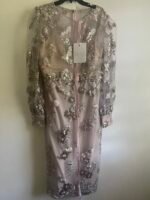 MAC DUGGAL 70237 EMBELLISHED HIGH NECK ILLUSIONS LONG SLEEVE MOCHA MIDI DRESS 16 - Image 6