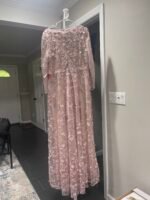 Mac Duggal NWT Floral Applique Long Sleeve Illusion Dress in Rose Pink Size 12 - Image 6