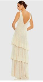 Mac Duggal #27046 Sequin Asymmetrical Ruffle Tiered Gown,  Size 10, NWT - Image 4