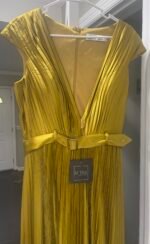 Mac Duggal 26483 Pleated Cap Sleeve Belted A Line Dress NWT size 10 Chartreuse - Image 6