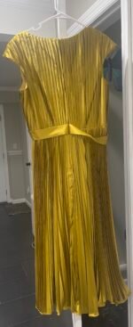 Mac Duggal 26483 Pleated Cap Sleeve Belted A Line Dress NWT size 10 Chartreuse - Image 7