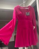 Ieena Mac Duggal 26411 Bell LongSleeve Chiffon Fit & Flare Minidress SZ 0 - Image 6