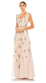MAC DUGGAL 14 Embellished Wrap Cap Sleeve A-Line Gown 93575 NWT