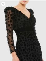 Mac Duggal 67856 Sz 16 Embellished V-Neck Illusion Long Sleeve Column Midi - Image 5