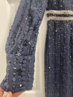Mac Duggal 93593 Sz 16 Blue Sequin Beaded Waist Midi Sheath Dress - Image 9