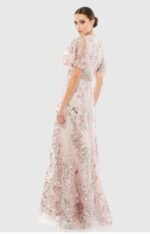 MAC DUGGAL  67880 Sz 18 FLORAL EMBELLISHED SHORT FLUTTER SLEEVE ROSE PINK DRESS - Image 4