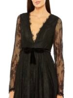 Mac Duggal 49794 size 10 black long sleeve lace babydoll dress - Image 3