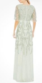 Mac Duggal 93681 Sz 6 Sage Green Sequined Butterfly Sleeve High Low Gown - Image 4
