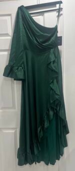 Ieena Duggal 55950 Emerald Green Size 8 Ruffled Asymmetrical Evening Gown - Image 4