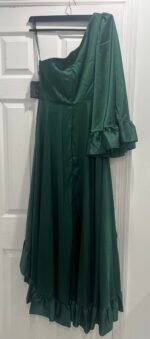 Ieena Duggal 55950 Emerald Green Size 8 Ruffled Asymmetrical Evening Gown - Image 6