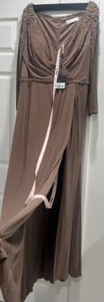 IEENA for Mac Duggal 55715 Sz 14 Embellished Beaded-Shoulder Maxi Gown Dress - Image 6