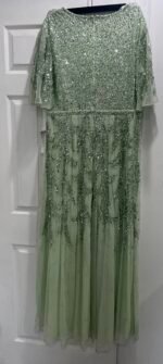 Mac Duggal 93681 Sz 6 Sage Green Sequined Butterfly Sleeve High Low Gown - Image 7