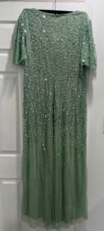 Mac Duggal 35109 Sz 14 Sage Green Flutter Sleeve Sequin Evening Gown - Image 7
