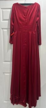 Ieena Mac Duggal 26613 Sz 10 Wine V Neck Long Sleeve Satin Gown - Image 6