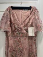 MAC DUGGAL  67880 Sz 18 FLORAL EMBELLISHED SHORT FLUTTER SLEEVE ROSE PINK DRESS - Image 6