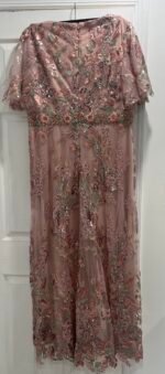 MAC DUGGAL  67880 Sz 18 FLORAL EMBELLISHED SHORT FLUTTER SLEEVE ROSE PINK DRESS - Image 7