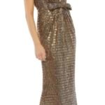 Mac Duggal 26661 Bronze Bow Waist Gown Size 4
