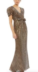 Mac Duggal 26661 Bronze Bow Waist Gown Size 4