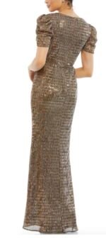 Mac Duggal 26661 Bronze Bow Waist Gown Size 4 - Image 3