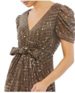 Mac Duggal 26661 Bronze Bow Waist Gown Size 4 - Image 4