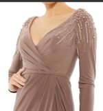 IEENA for Mac Duggal 55715 Sz 14 Embellished Beaded-Shoulder Maxi Gown Dress - Image 3