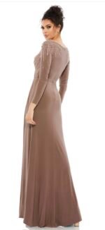 IEENA for Mac Duggal 55715 Sz 14 Embellished Beaded-Shoulder Maxi Gown Dress - Image 4