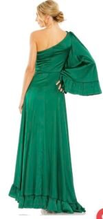 Ieena Duggal 55950 Emerald Green Size 8 Ruffled Asymmetrical Evening Gown - Image 3