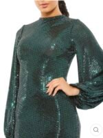 Mac Duggal 26576 Bottle Green Disco Stretch Blouson Sleeve Gown Size 10 - Image 4
