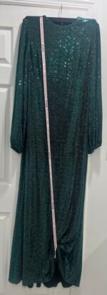 Mac Duggal 26576 Bottle Green Disco Stretch Blouson Sleeve Gown Size 10 - Image 5