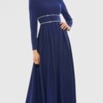 Ieena for Mac Duggal 55705 A-Line Rhinestone Evening Gown Midnight Size 12