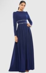 Ieena for Mac Duggal 55705 A-Line Rhinestone Evening Gown Midnight Size 12