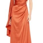 Mac Duggal 68340 Sz 6 One Shoulder Bell Sleeve Draped Gown