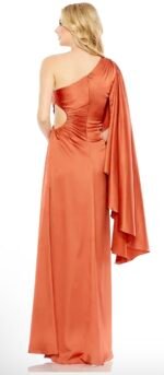 Mac Duggal 68340 Sz 6 One Shoulder Bell Sleeve Draped Gown - Image 4